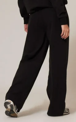 Black Premium Thin Waistband Straight Leg Sweat Sweatpants