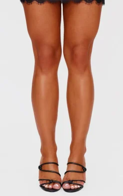 Black PU Round Toe Heeled Mules