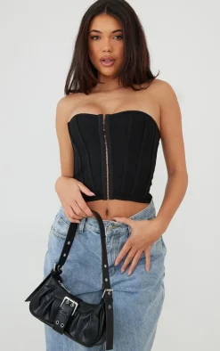 Black PU Eyelet Buckle Shoulder Bag