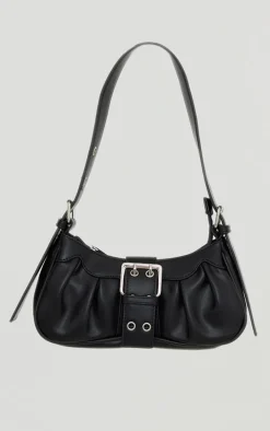 Black PU Eyelet Buckle Shoulder Bag