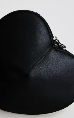 Black PU Heart Crossbody Bag