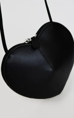 Black PU Heart Crossbody Bag
