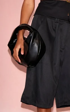 Black PU Round Mini Grab Bag