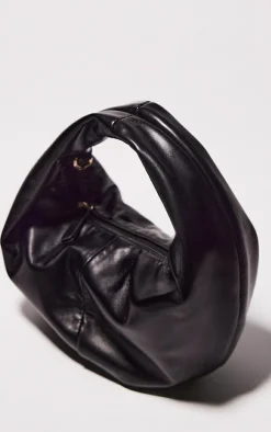 Black PU Round Mini Grab Bag