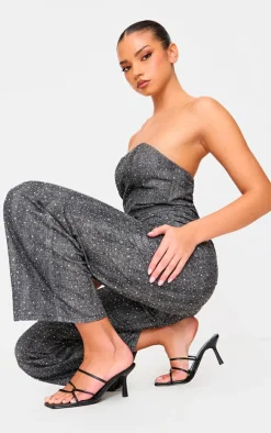 Black PU Wide Fit Cross Over Strap Heeled Mules