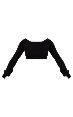 Black Rib Knit Crop Top