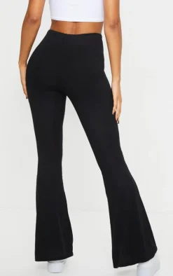 Black Ribbed Flared Pants