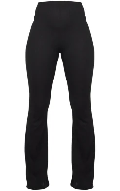 Black Ribbed Flared Pants