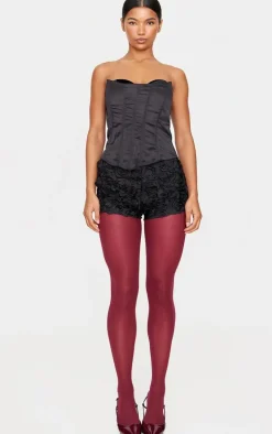 Black Rose Organza Panties Hot Pants