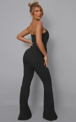 Black Ruch Pointed Corset Bandeau Jumpsuit