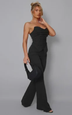 Black Ruch Pointed Corset Bandeau Jumpsuit