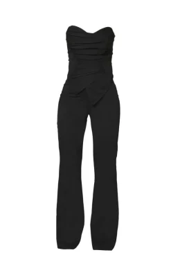 Black Ruch Pointed Corset Bandeau Jumpsuit