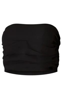 Black Ruched Bandeau Top