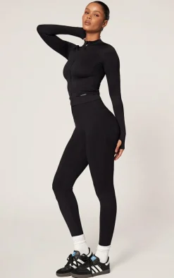 Black Ruched Bum Seamless Leggings