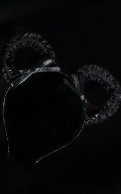 Black Ruched Mesh Mouse Ears