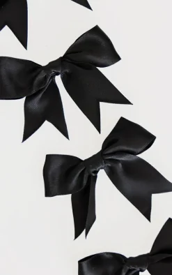 Black Satin 4 Pack Bow Hair Clips