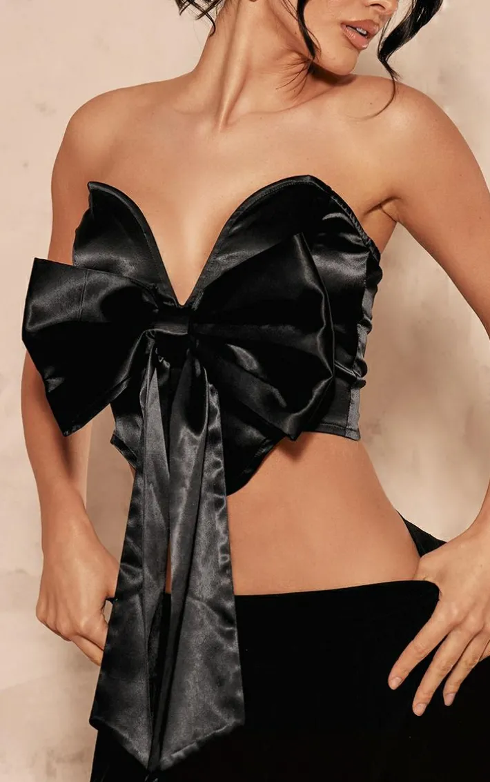 Black Satin Bow Corset
