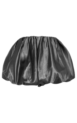 Black Satin Puffball Skirt