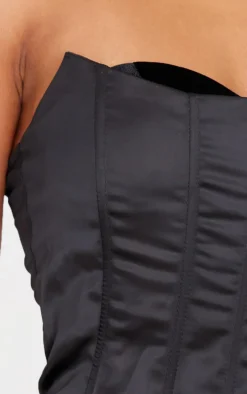 Black Satin Velvet Bust Detail Corset