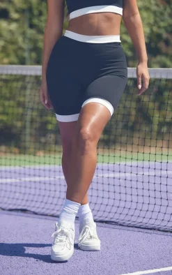 Black Sculpt Contrast Binding Gym Bike Shorts