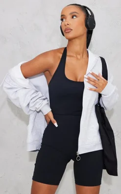 Black Sculpt Halterneck Mini Unitard