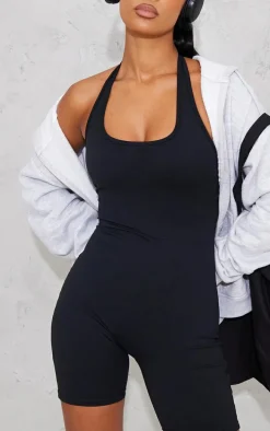 Black Sculpt Halterneck Mini Unitard