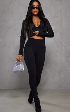 Black Sculpt Long Sleeve Hooded Gym Jacket