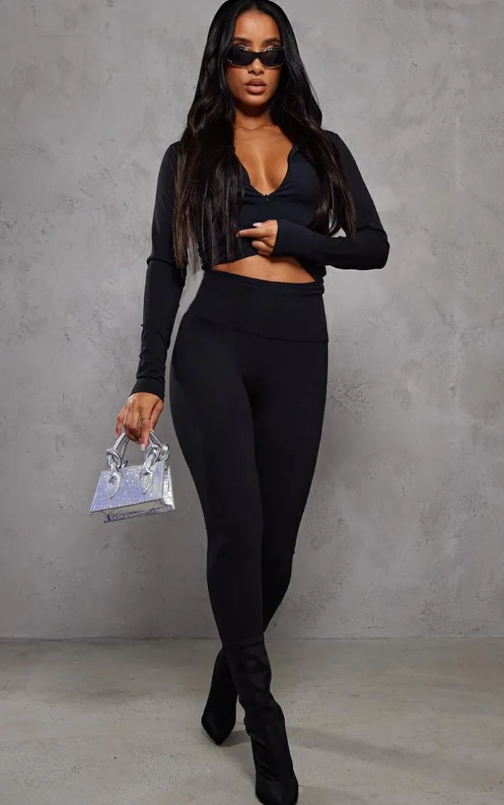 Black Sculpt Long Sleeve Hooded Gym Jacket