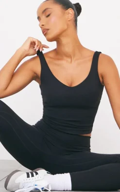 Black Sculpt Longline Padded Sports Vest