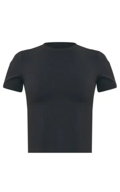 Black Sculpt Longline Short Sleeve Gym Top
