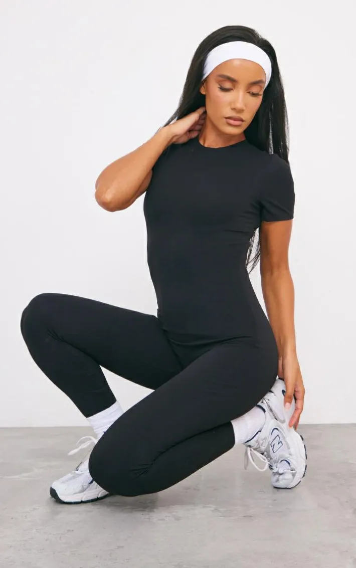 Black Sculpt Short Sleeved Unitard