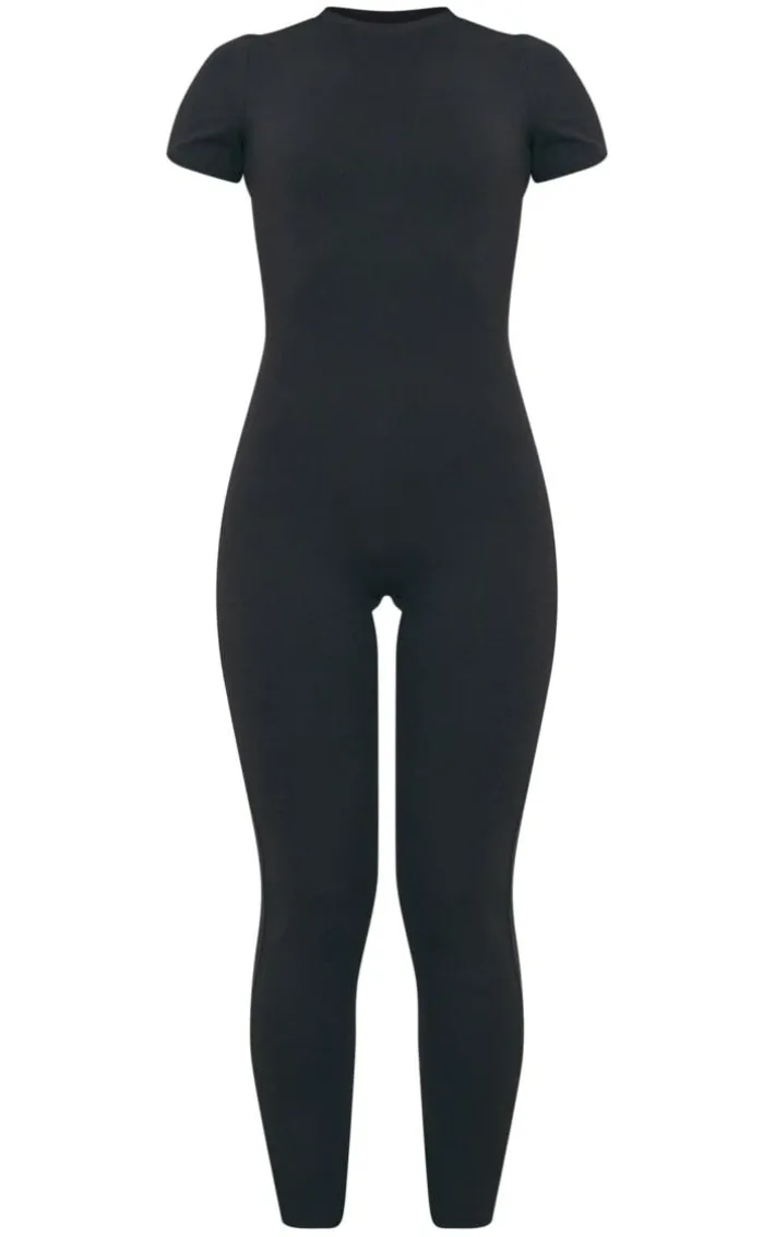 Black Sculpt Short Sleeved Unitard
