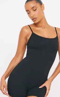 Black Sculpt Sleeveless Short Unitard