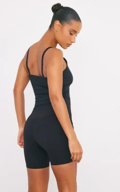 Black Sculpt Strappy Gym Vest