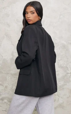 Black Seam Detail Structured Oversized Blazer