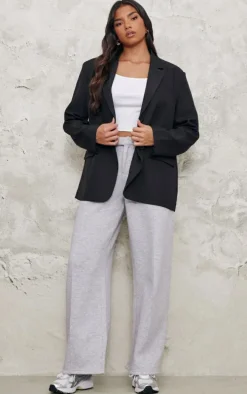 Black Seam Detail Structured Oversized Blazer