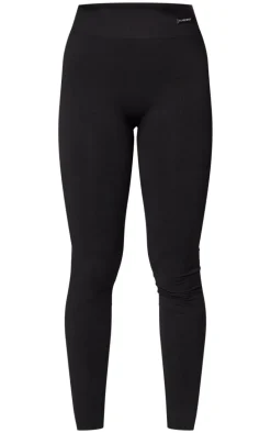 Black Seamless Rib High Waisted Gym Leggings