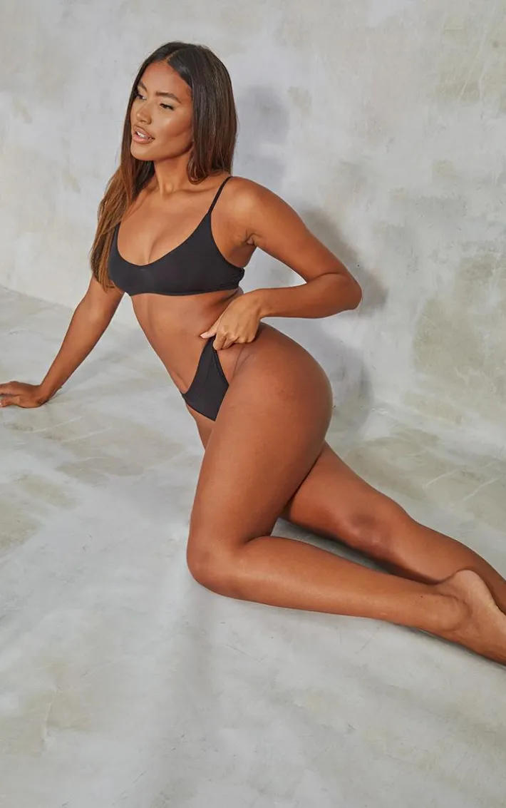 Black Seamless Rib Scoop Neck Bra 3 Pack