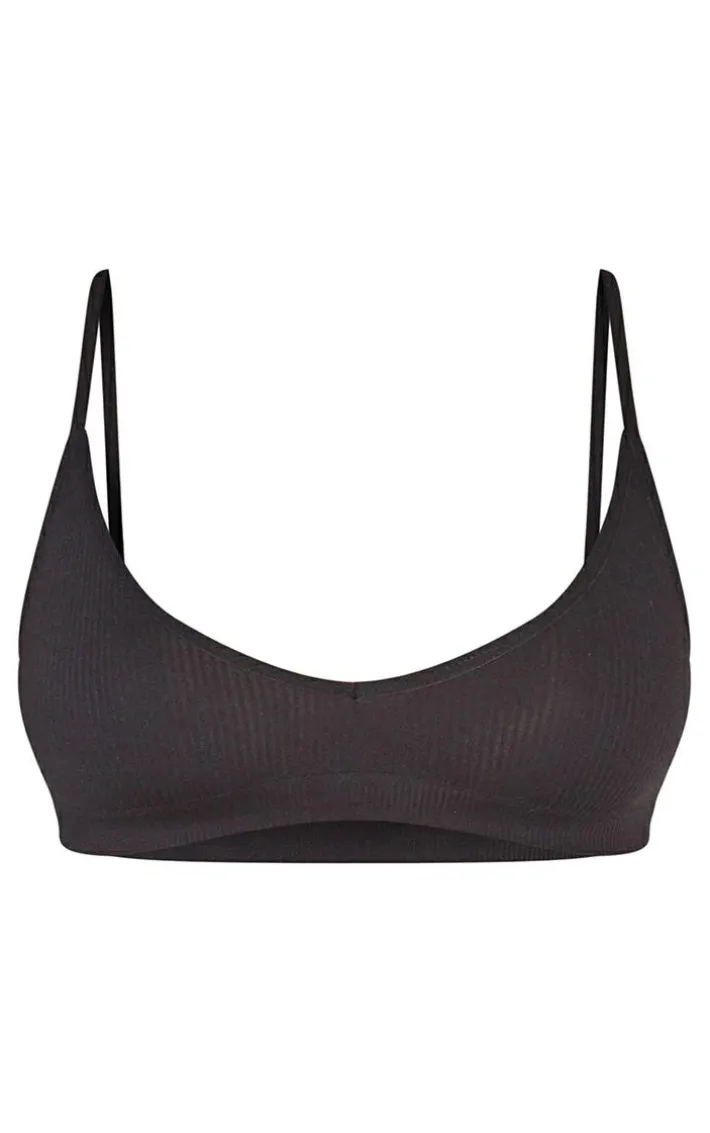 Black Seamless Rib Scoop Neck Bra 3 Pack