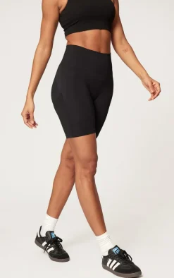 Black Seamless Ruched Bum Bike Shorts