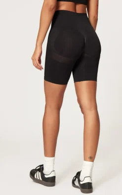 Black Seamless Ruched Bum Bike Shorts