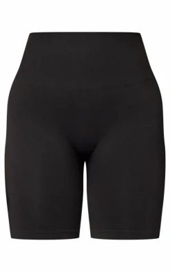 Black Seamless Ruched Bum Bike Shorts