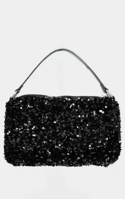 Black Sequin Shoulder Bag