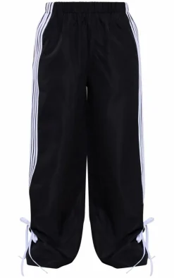 Black Shell Bow Detail Track Pants