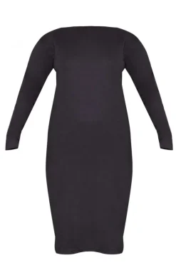 Black Side Split Oversized Midi Sweatshirt Dress