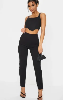 Black Slim Leg Crepe Pants
