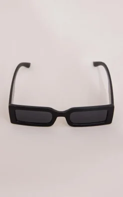 Black Slim Rectangular Frame Sunglasses