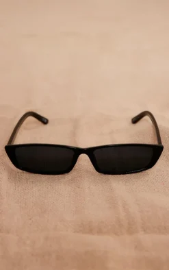 Black Slim Rectangular Lense Sunglasses