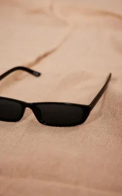 Black Slim Rectangular Lense Sunglasses