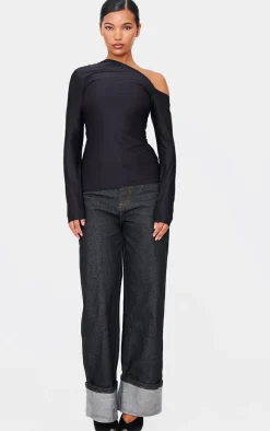 Black Slinky Asymmetric Longline Top